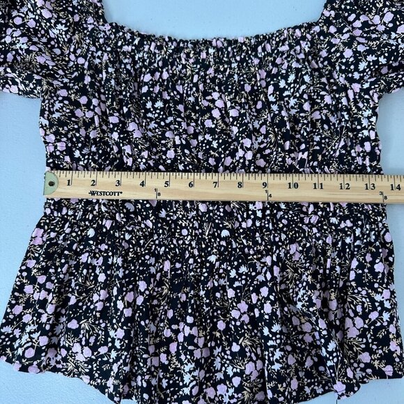 J Crew Puff Sleeve Drapey Crepe Top Small Fall Garden Floral - Picture 4 of 11